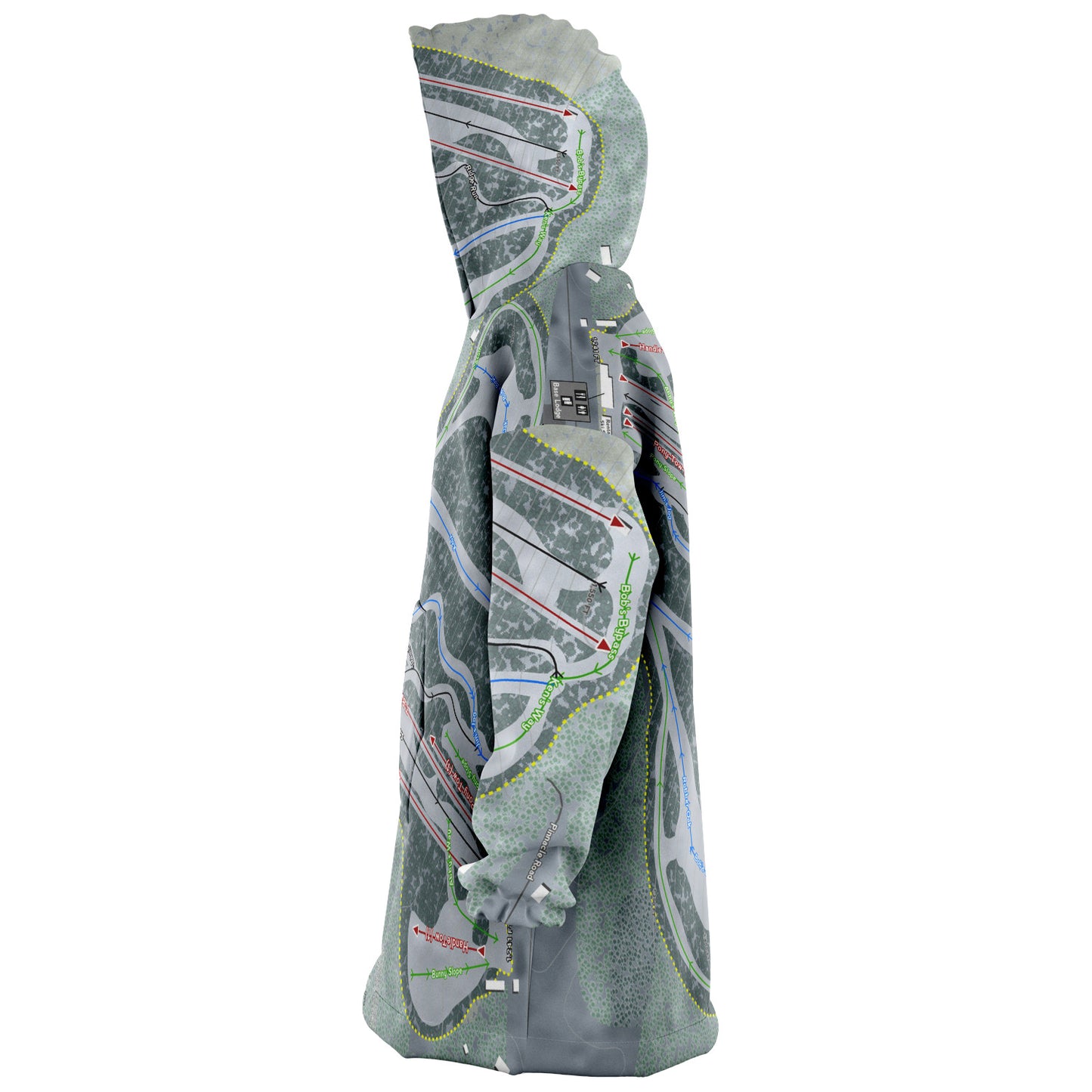 Otis Ridge, Massachusetts Ski Trail Map Snug Hoodie