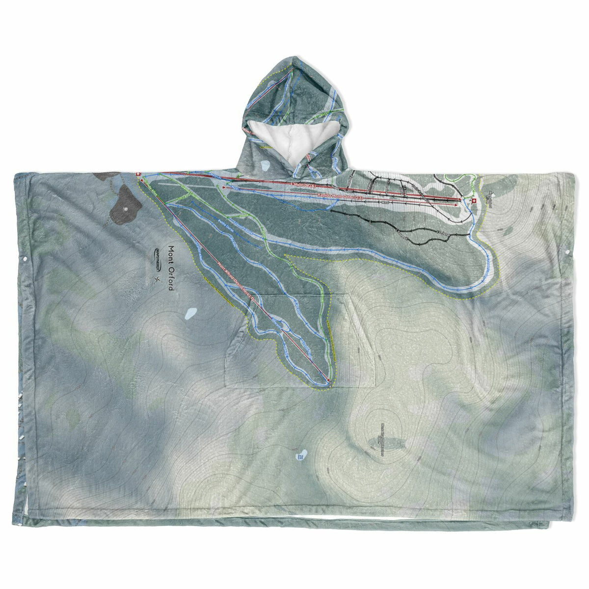 Mont Orford, Quebec Ski Resort Map Flannel Blanket Poncho