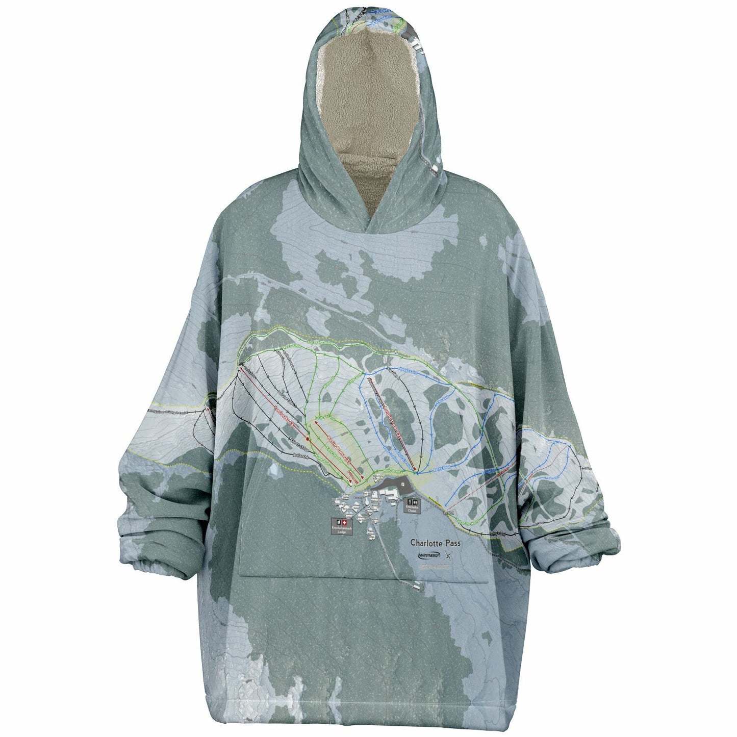 Charlotte Pass, Australia Ski Trail Map - Snug Hoodie - Powderaddicts