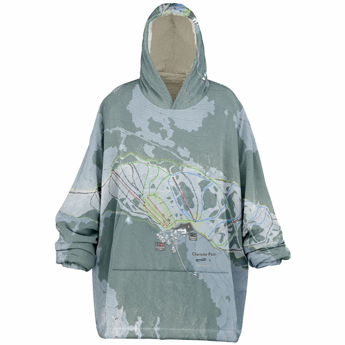 Charlotte Pass, Australia Ski Trail Map - Snug Hoodie