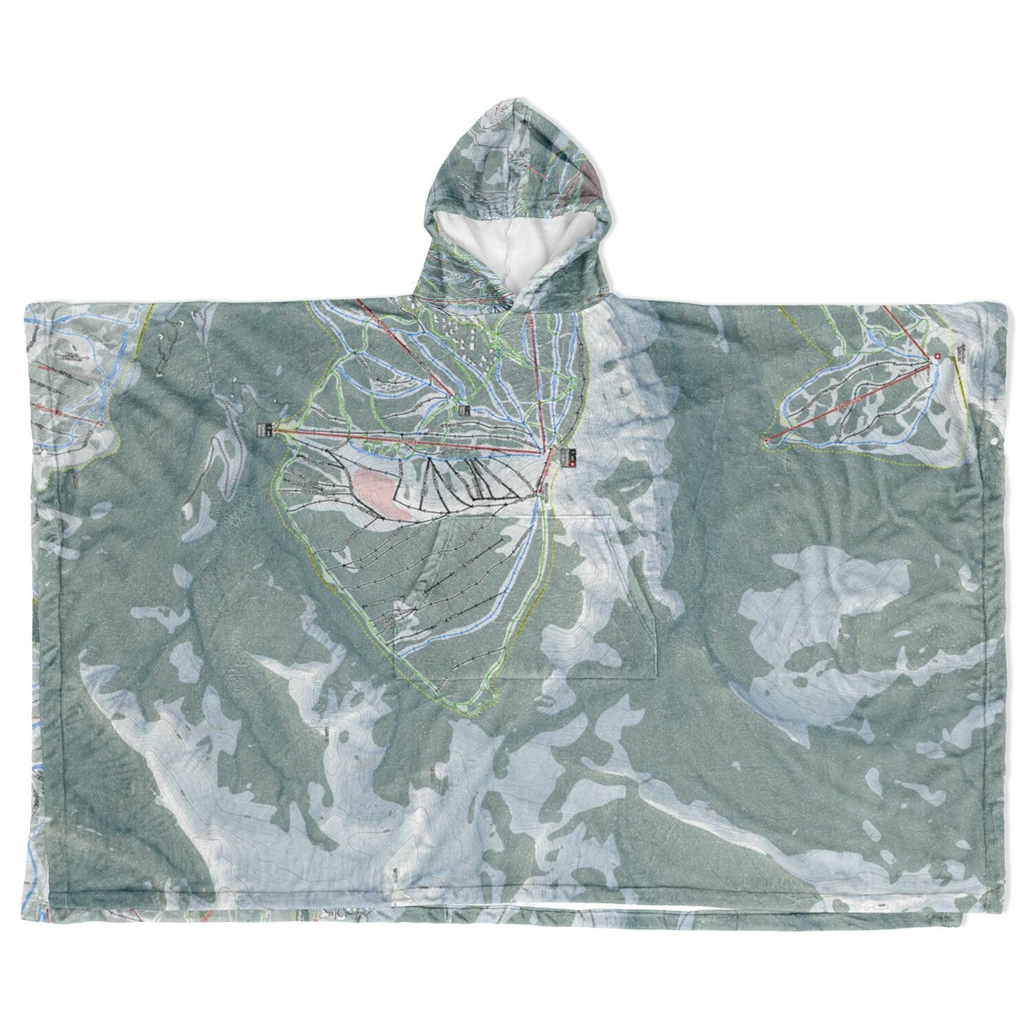 Yellowstone Club, Montana Ski Resort Map Flannel Blanket Poncho