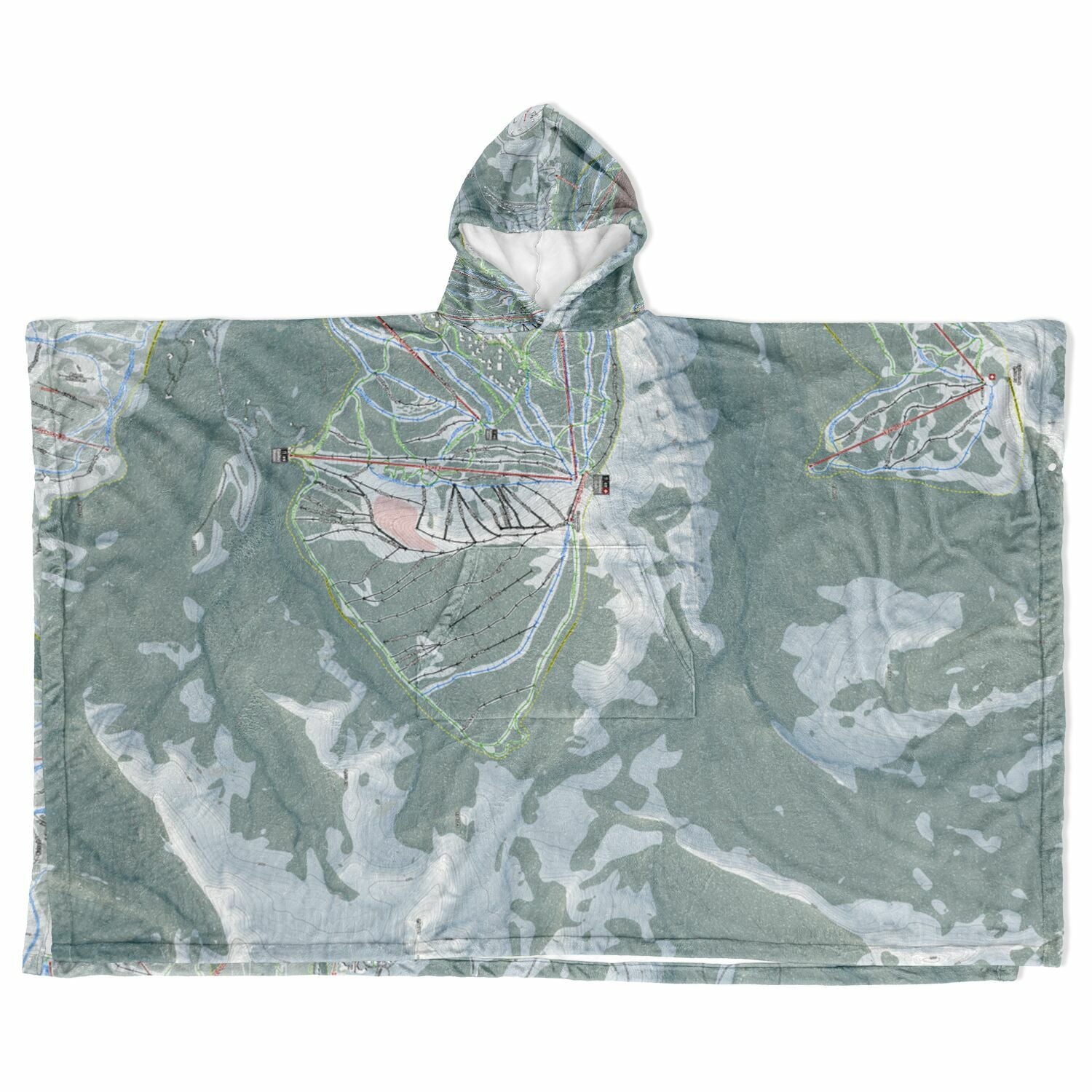 Yellowstone Club, Montana Ski Resort Map Flannel Blanket Poncho