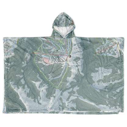 Yellowstone Club, Montana Ski Resort Map Flannel Blanket Poncho
