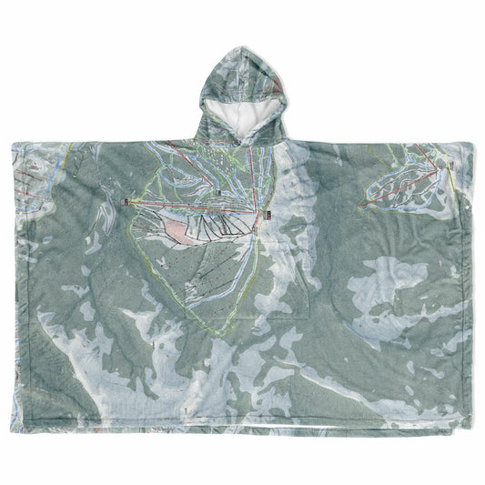 Yellowstone Club, Montana Ski Resort Map Flannel Blanket Poncho