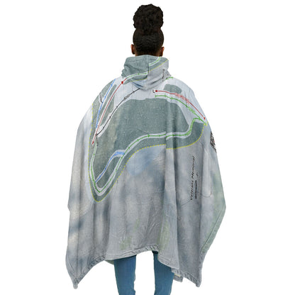 Veterans Memorial, New Hampshire Ski Resort Map Flannel Blanket Poncho