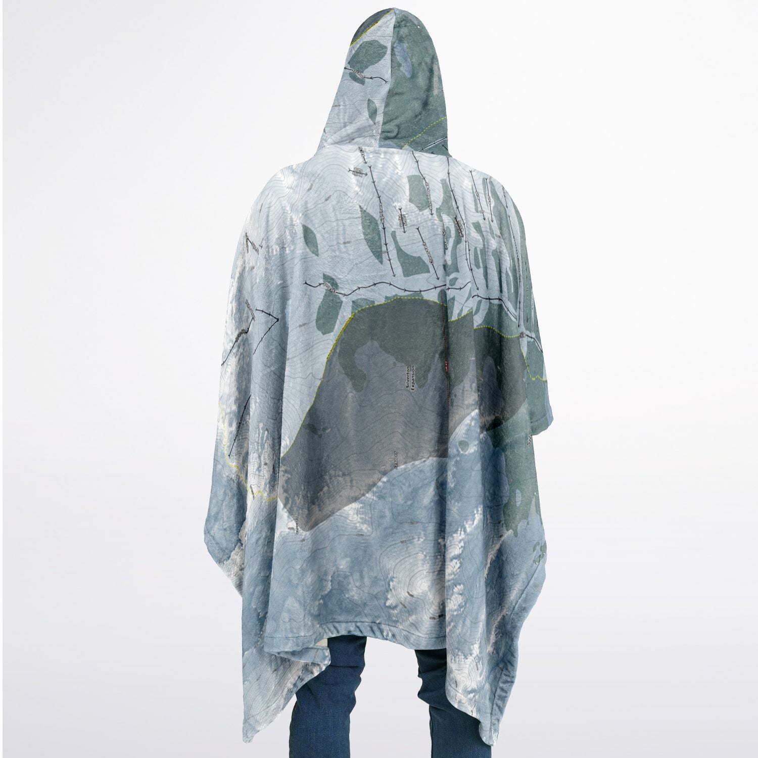 Silverton Mountain, Colorado Ski Resort Map Flannel Blanket Poncho