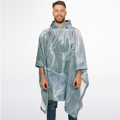 Silverton Mountain, Colorado Ski Resort Map Flannel Blanket Poncho