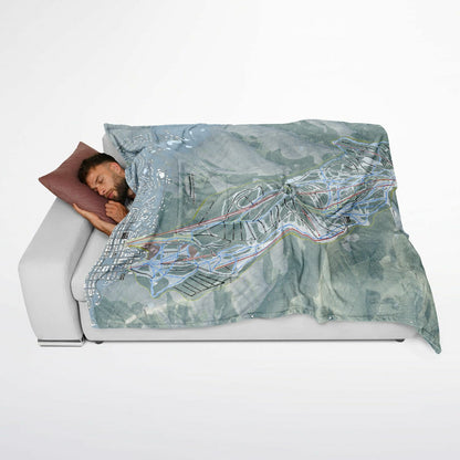 Aspen Mountain, Colorado Ski Resort Map Flannel Blanket Poncho