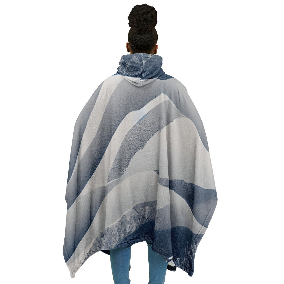 Abstract Foggy Mountain, Flannel Blanket Poncho
