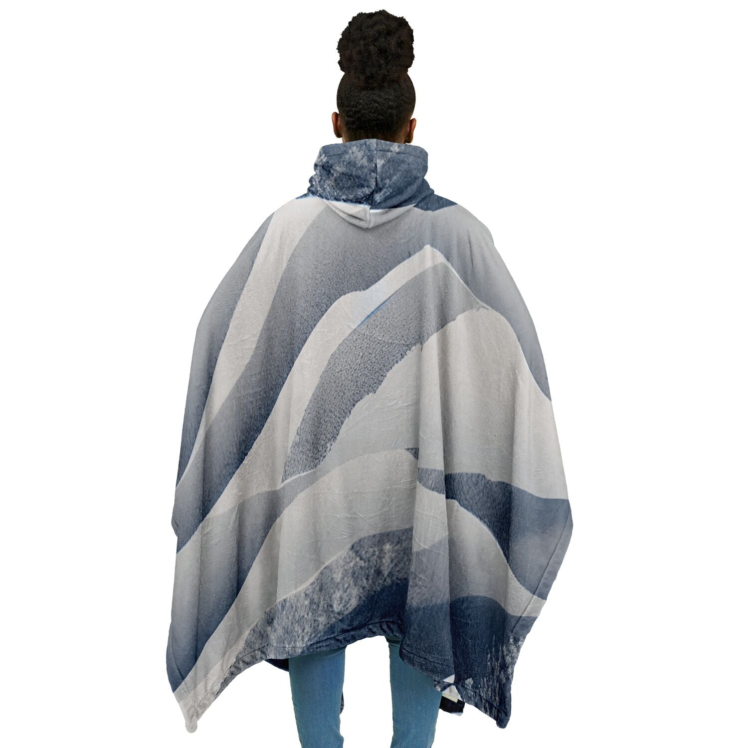 Abstract Foggy Mountain, Flannel Blanket Poncho