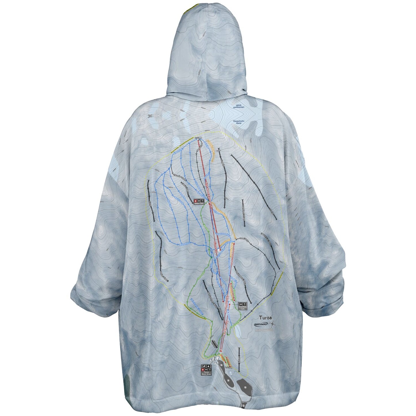 Turoa, New Zealand Ski Trail Map - Snug Hoodie - Powderaddicts