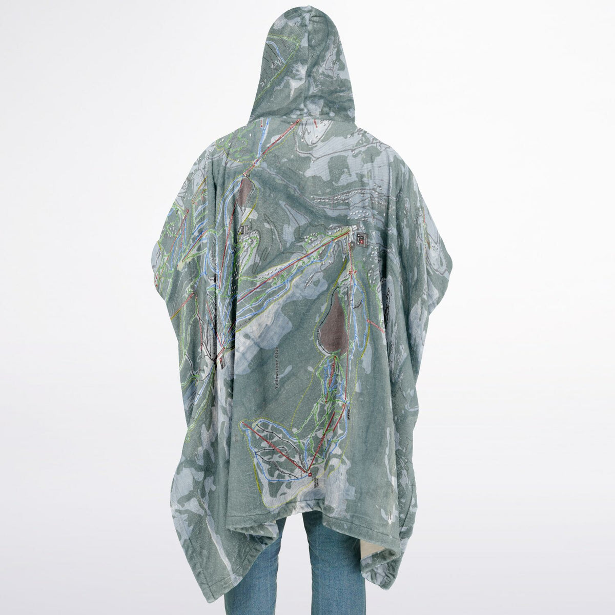 Big Sky, Montana Ski Resort Map Flannel Blanket Poncho