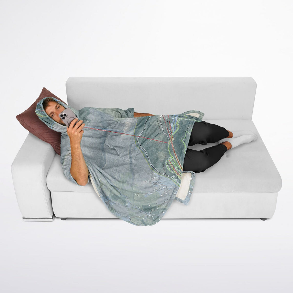 Sugarbush, Vermont Ski Resort Map Flannel Blanket Poncho