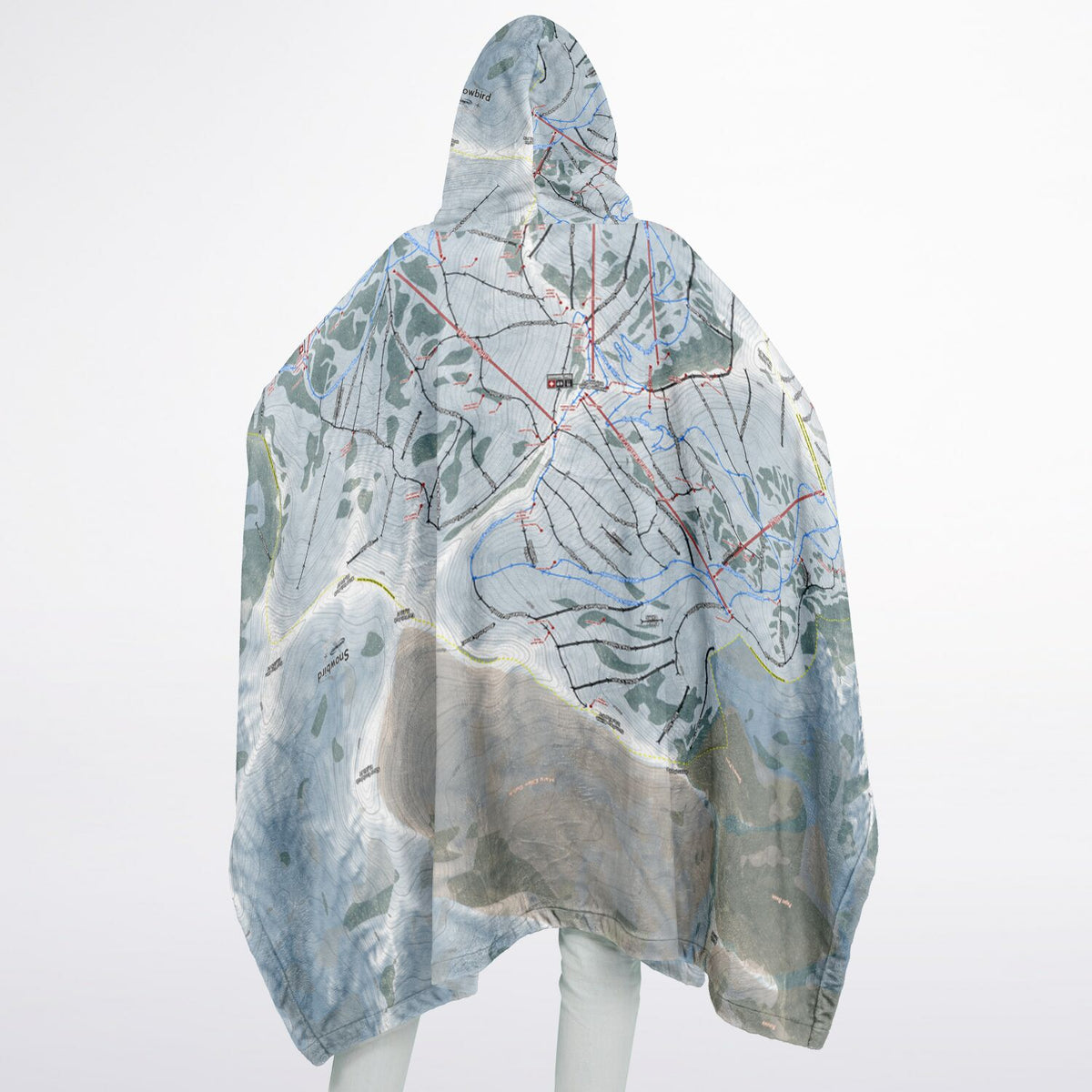 Snowbird, Utah Ski Resort Map Flannel Blanket Poncho