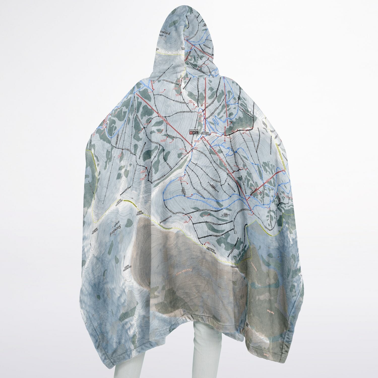 Snowbird, Utah Ski Resort Map Flannel Blanket Poncho