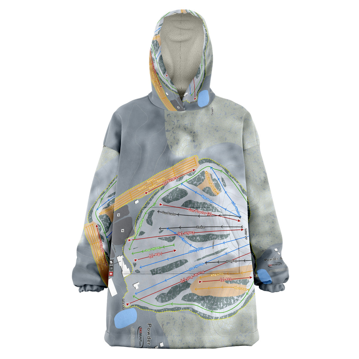 Powder Ridge, Minnesota Ski Trail Map Snug Hoodie