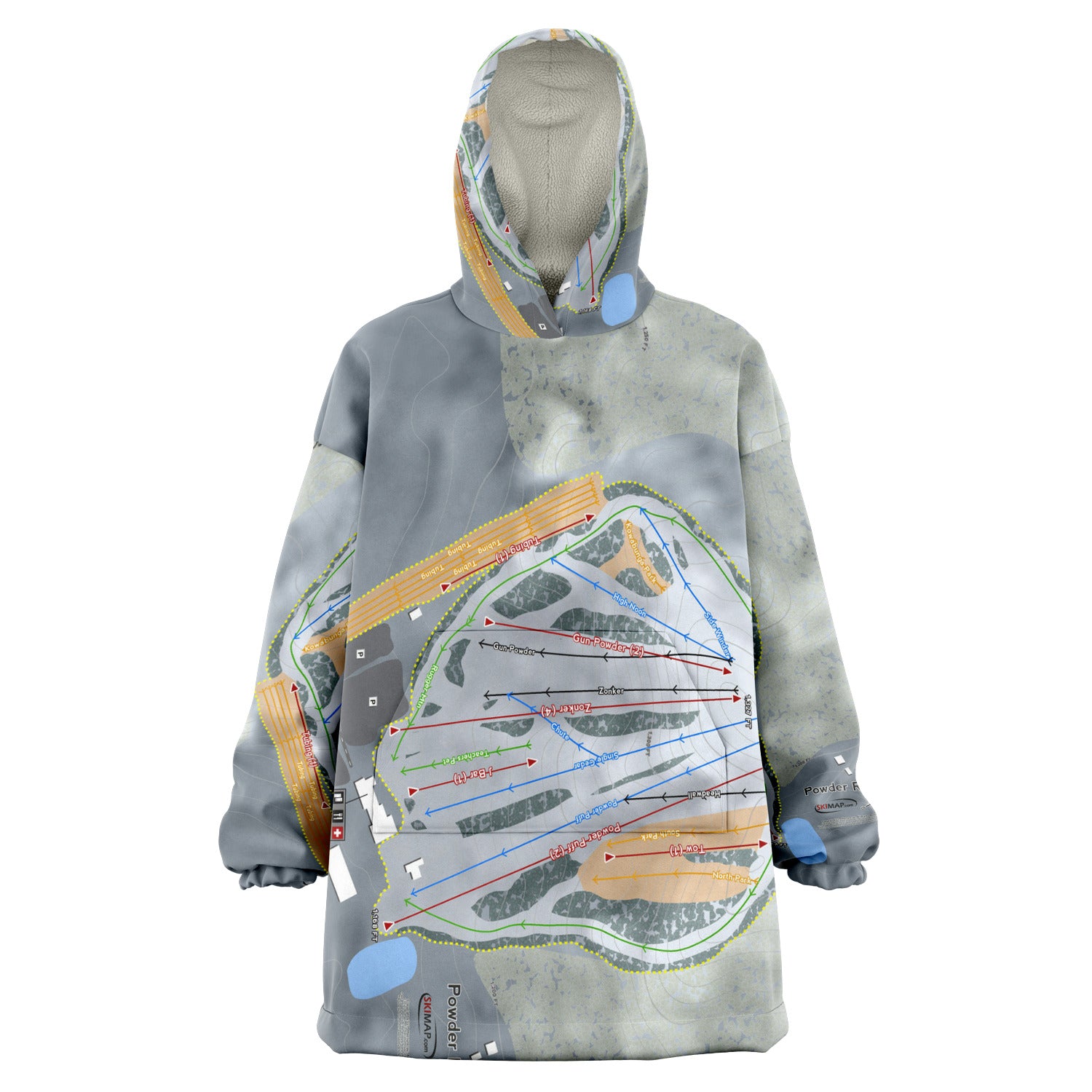 Powder Ridge, Minnesota Ski Trail Map Snug Hoodie