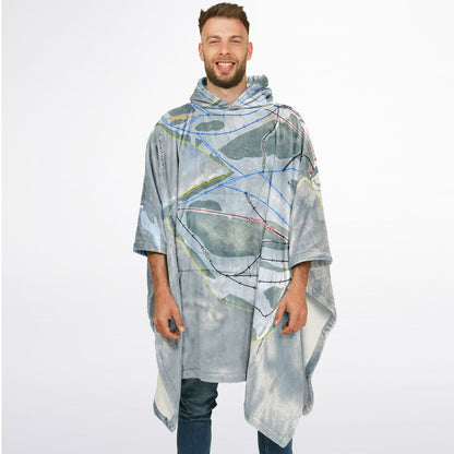 Caberfae Peaks, Michigan Ski Resort Map Flannel Blanket Poncho