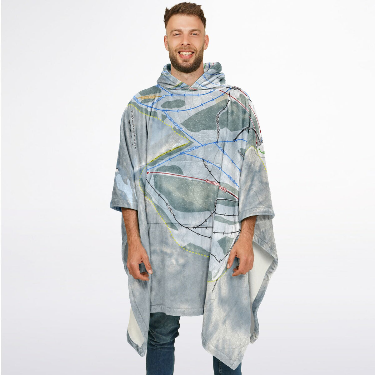 Caberfae Peaks, Michigan Ski Resort Map Flannel Blanket Poncho