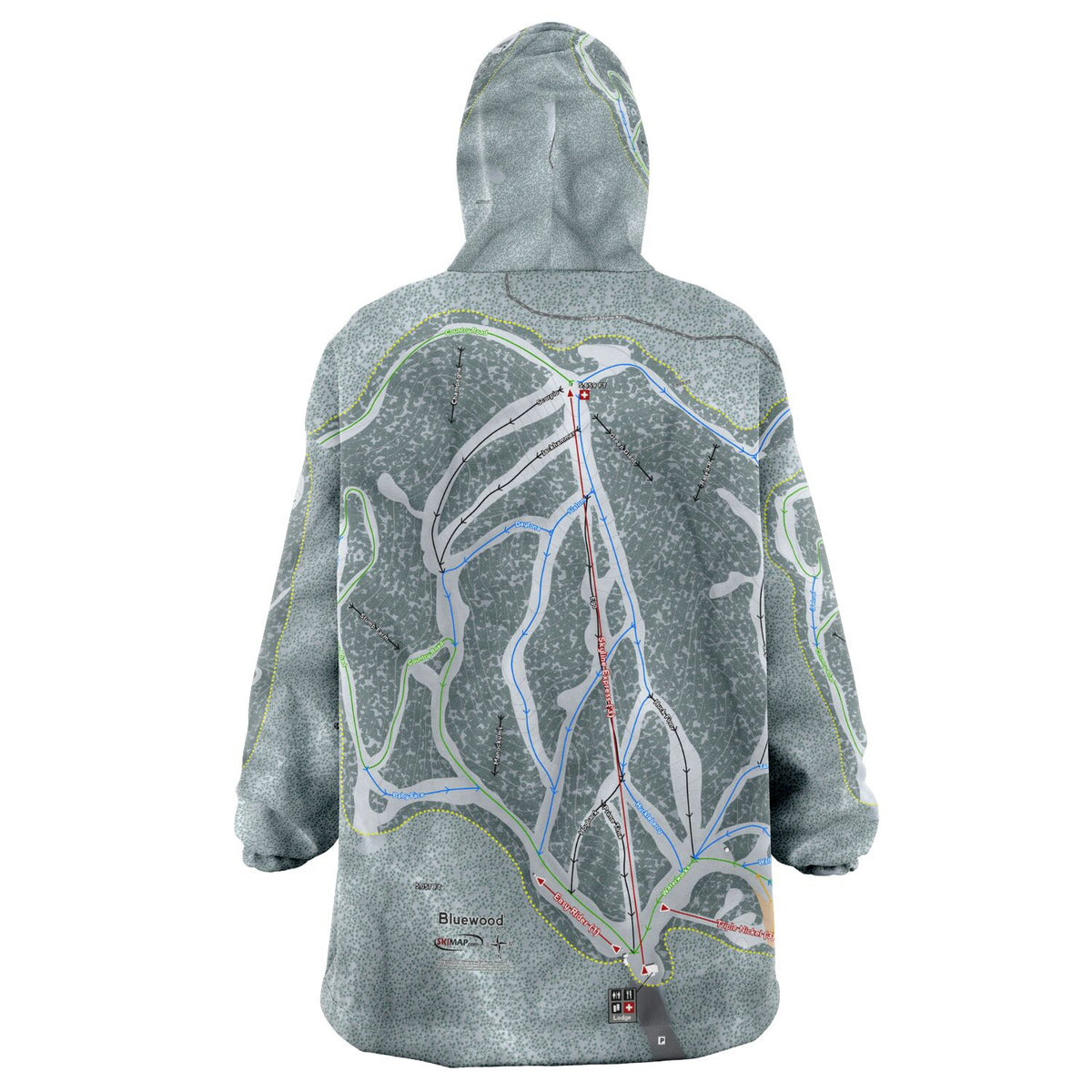 Bluewood, Washington Ski Trail Map - Snug Hoodie