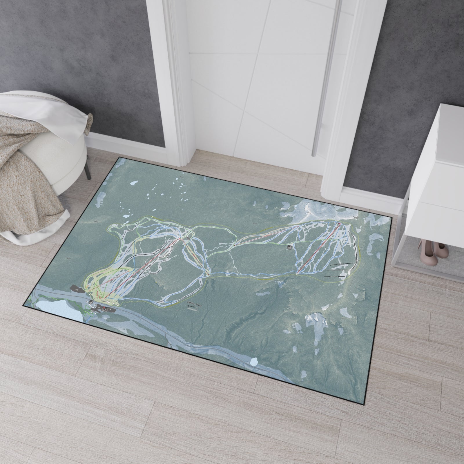White Pass, Washington Ski Resort Map Heavy Duty Floor Mat