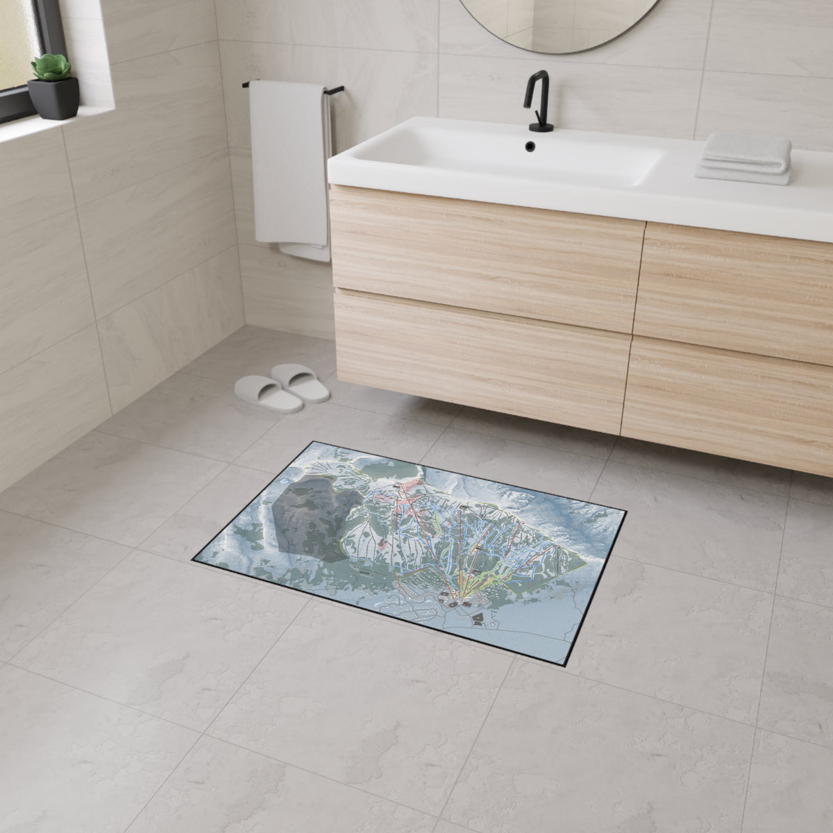 Jackson Hole Mountain, Wyoming Ski Resort Map Heavy Duty Floor Mat