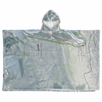 Easton Ski Area, Massachusetts Ski Resort Map Flannel Blanket Poncho