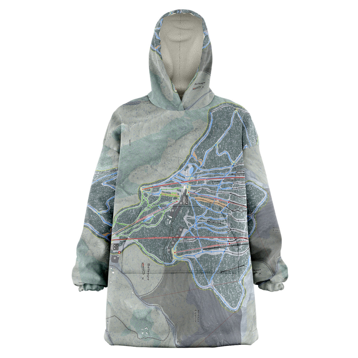 Belleayre, New York Ski Trail Map - Snug Hoodie