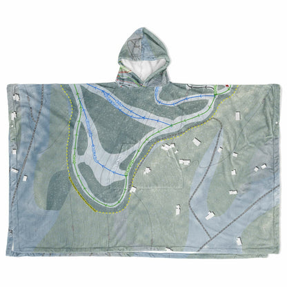 Otis Ridge, Massachusetts Ski Resort Map Flannel Blanket Poncho