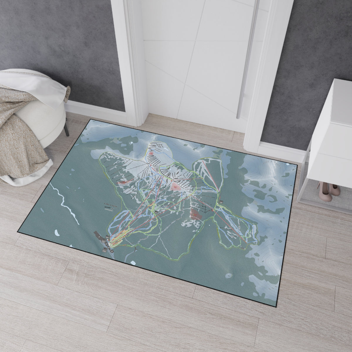 Lake Loiuse, Alberta Ski Resort Map Heavy Duty Floor Mat