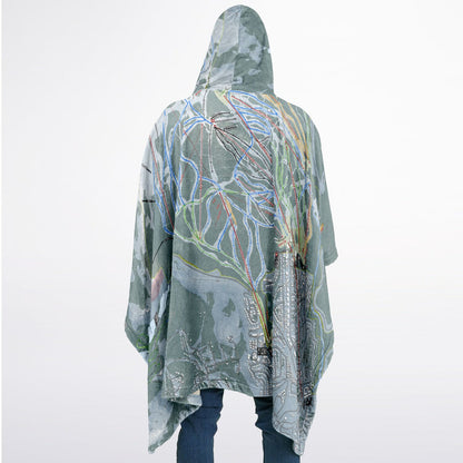 Mammoth Mountain, California Ski Resort Map Flannel Blanket Poncho