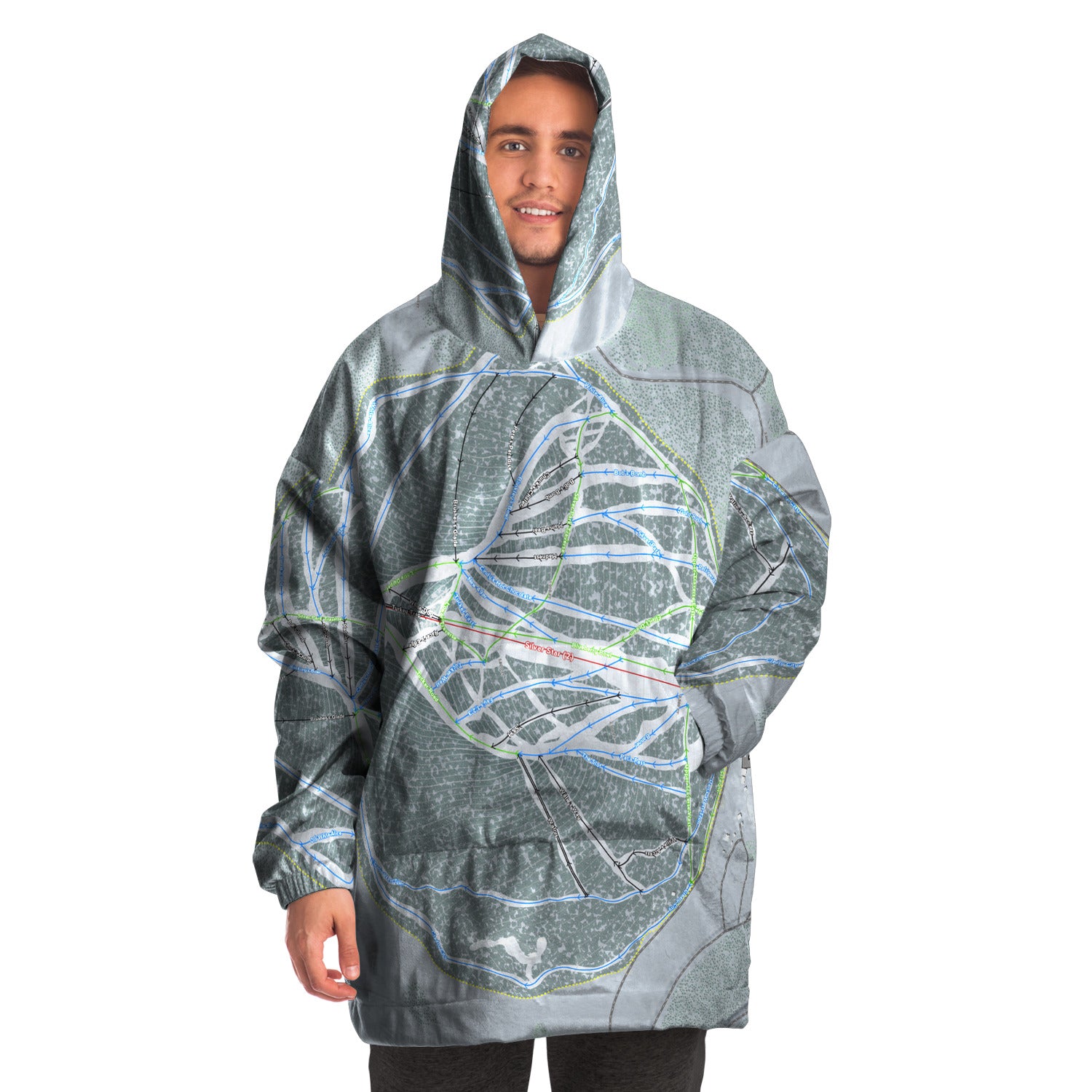 Ski Land, Alaska Ski Trail Map Snug Hoodie