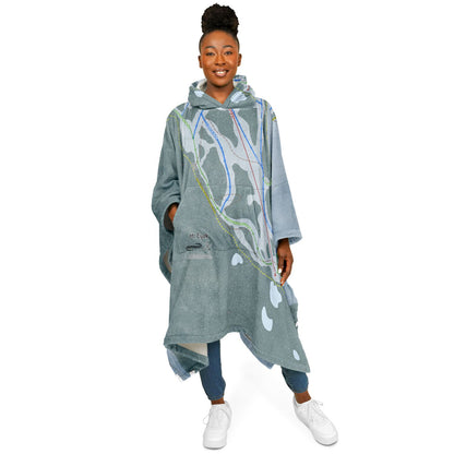 Mt Eyak, Alaska Ski Resort Map Flannel Blanket Poncho
