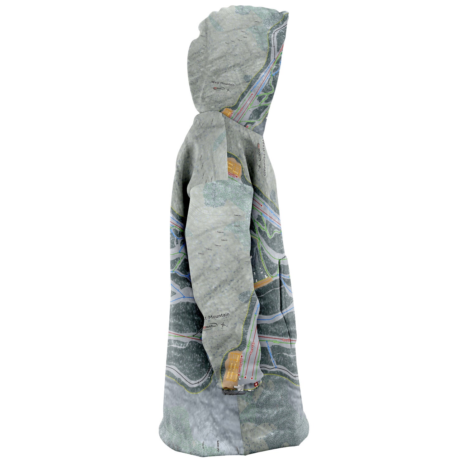 West Mountain, New York Ski Trail Map Snug Hoodie