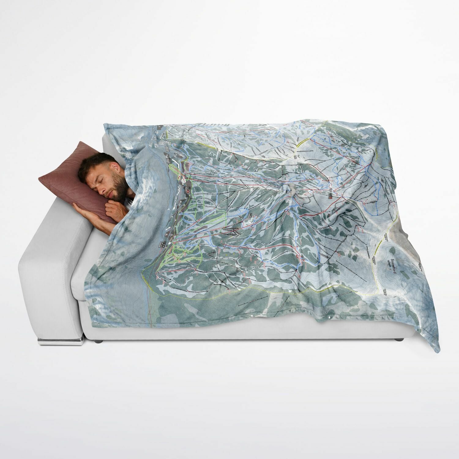 Snowbird, Utah Ski Resort Map Flannel Blanket Poncho