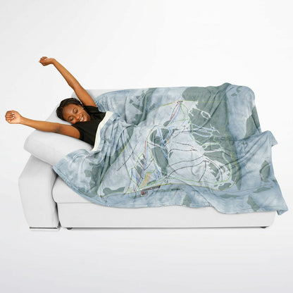 Soldier Mountain, Idaho Ski Resort Map Flannel Blanket Poncho