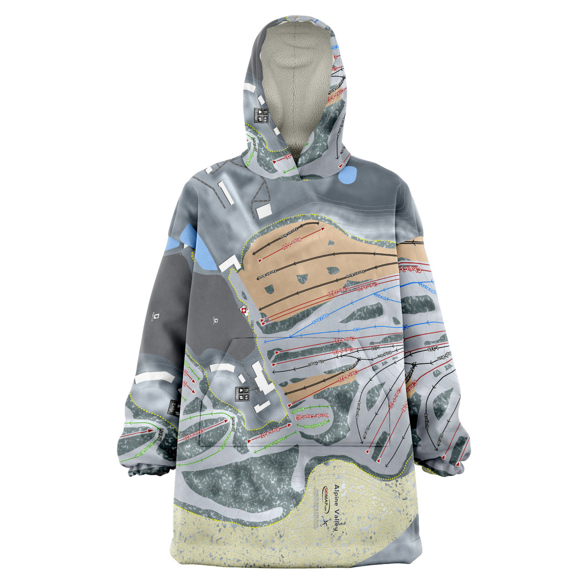 Alpine Valley, Michigan Ski Trail Map Snug Hoodie