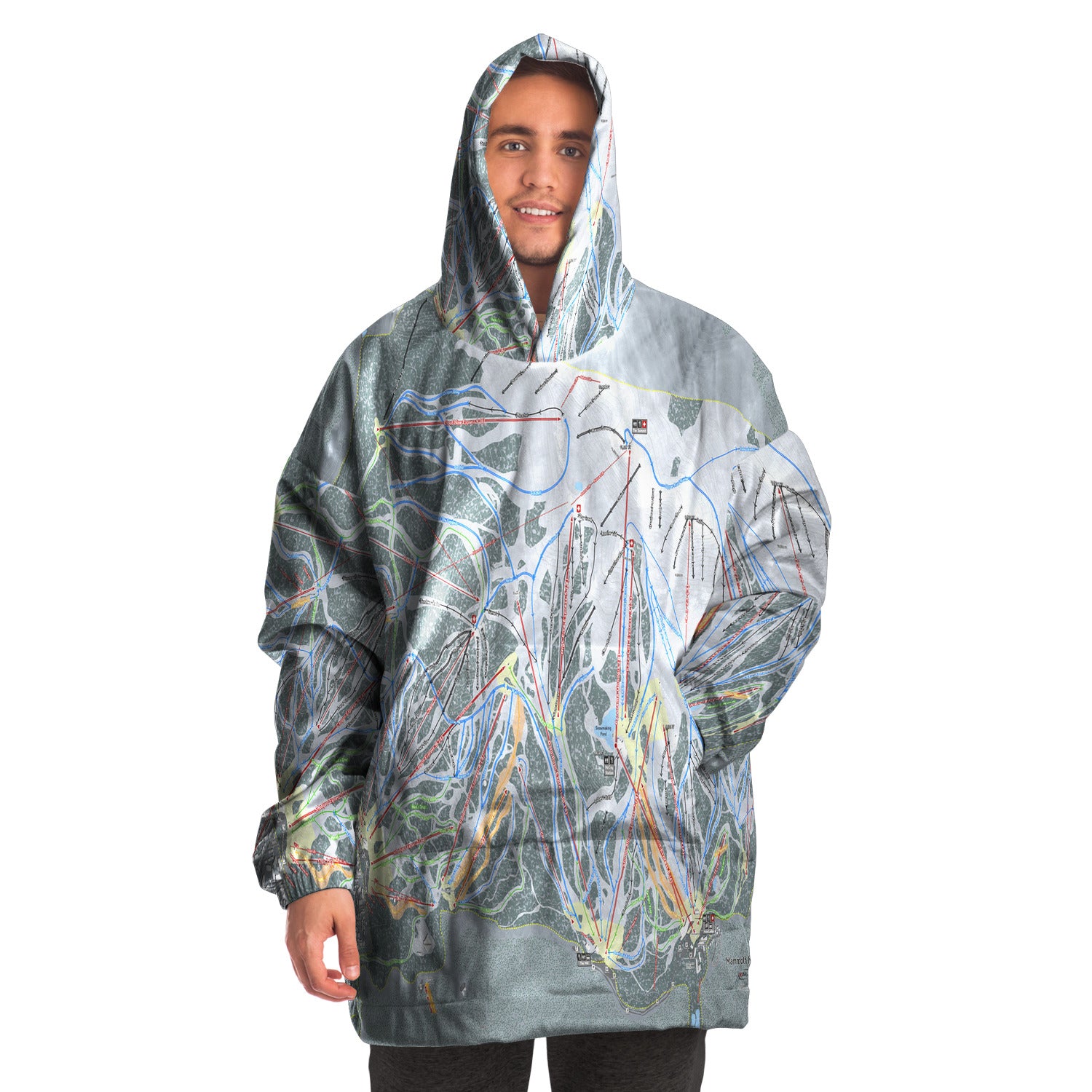 Mammoth Mtn, California Ski Trail Map - Snug Hoodie