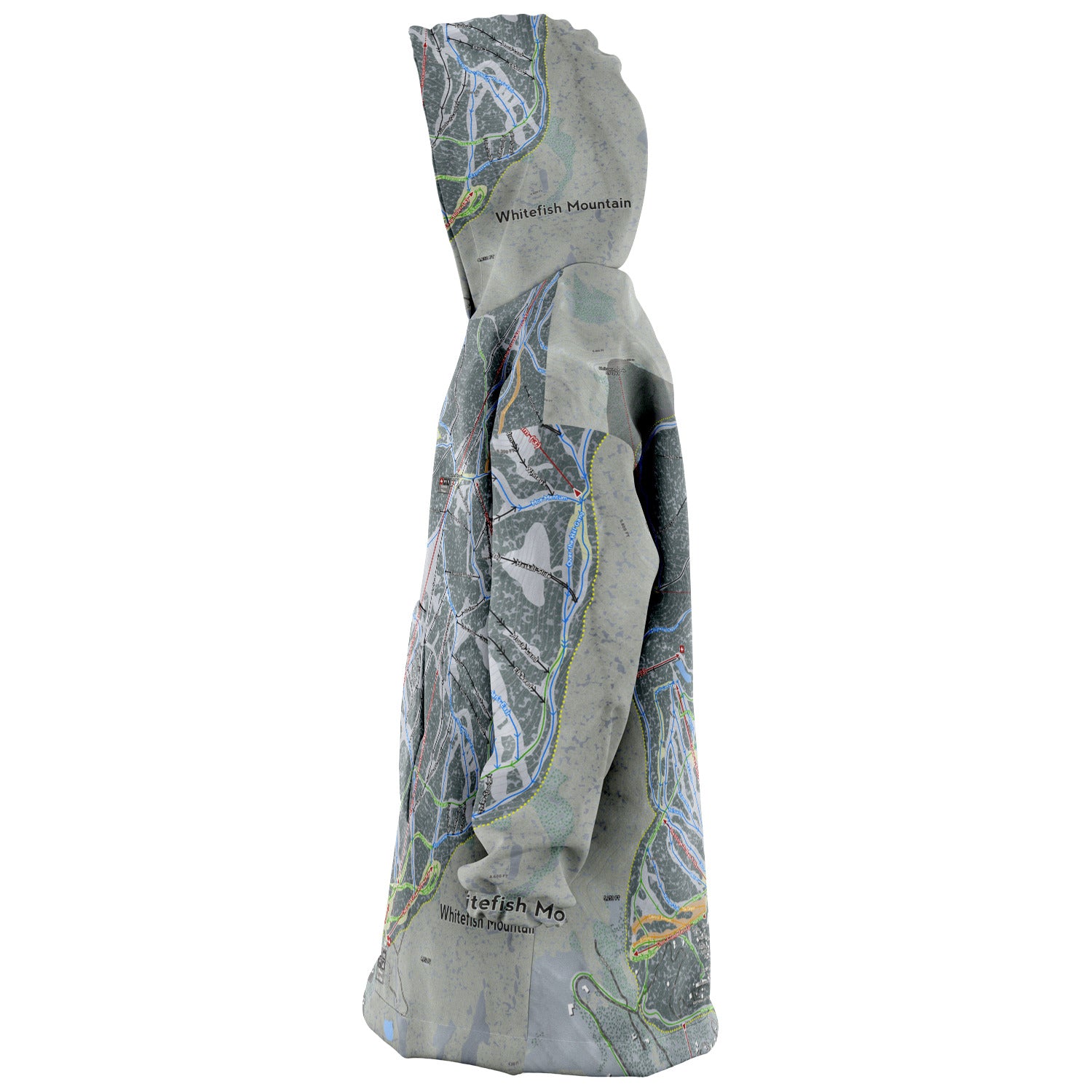 Whitefish Mountain, Montana Ski Trail Map - Snug Hoodie - Powderaddicts