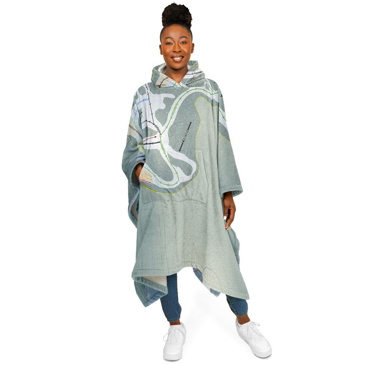 Mont Chalco, Quebec Ski Resort Map Flannel Blanket Poncho