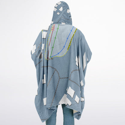 Lees Ski Hill, Colorado Ski Resort Map Flannel Blanket Poncho