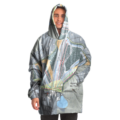 Appalachian Ski Mountain, North Carolina Ski Trail Map Snug Hoodie
