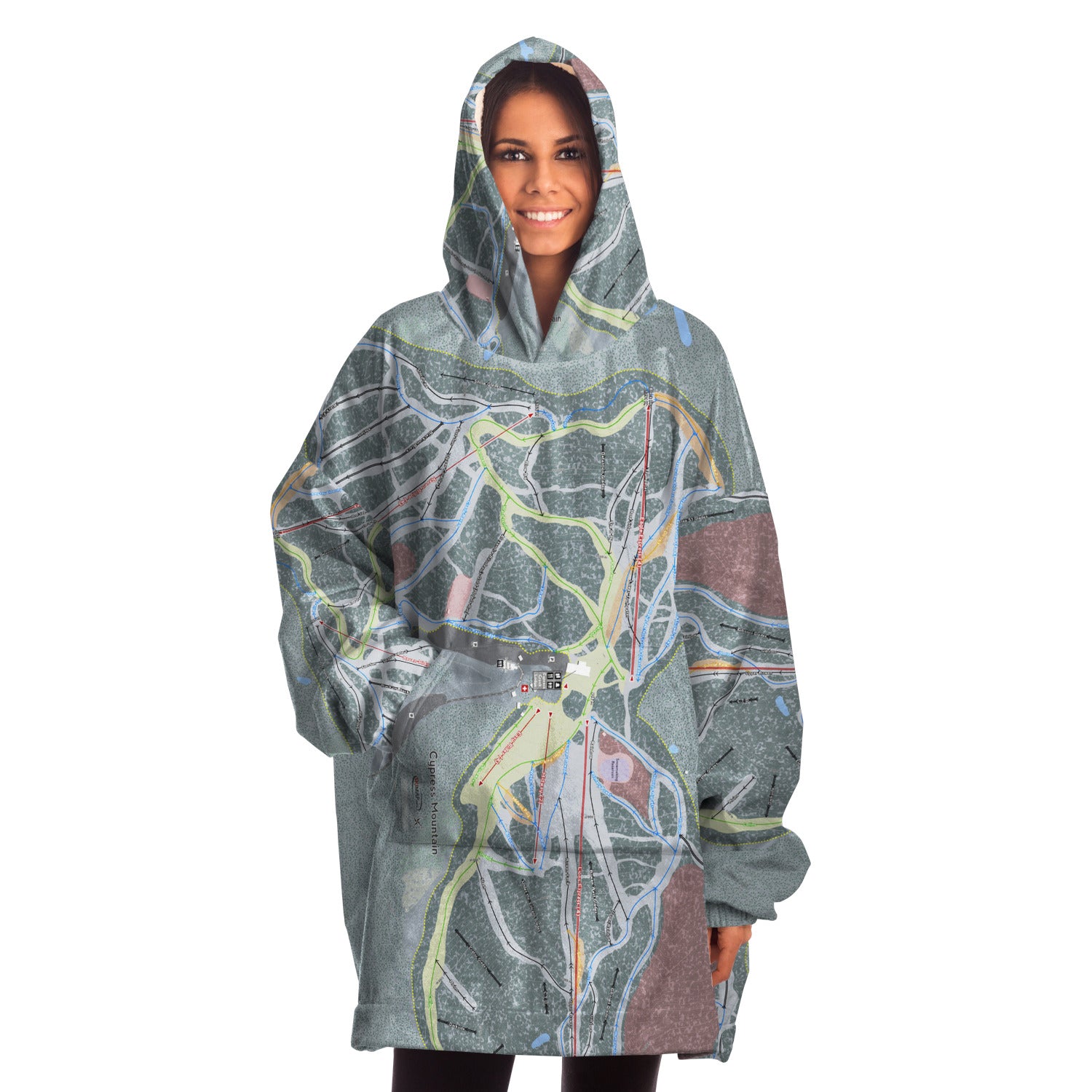 Cypress Mountain, British Columbia Ski Trail Map Snug Hoodie