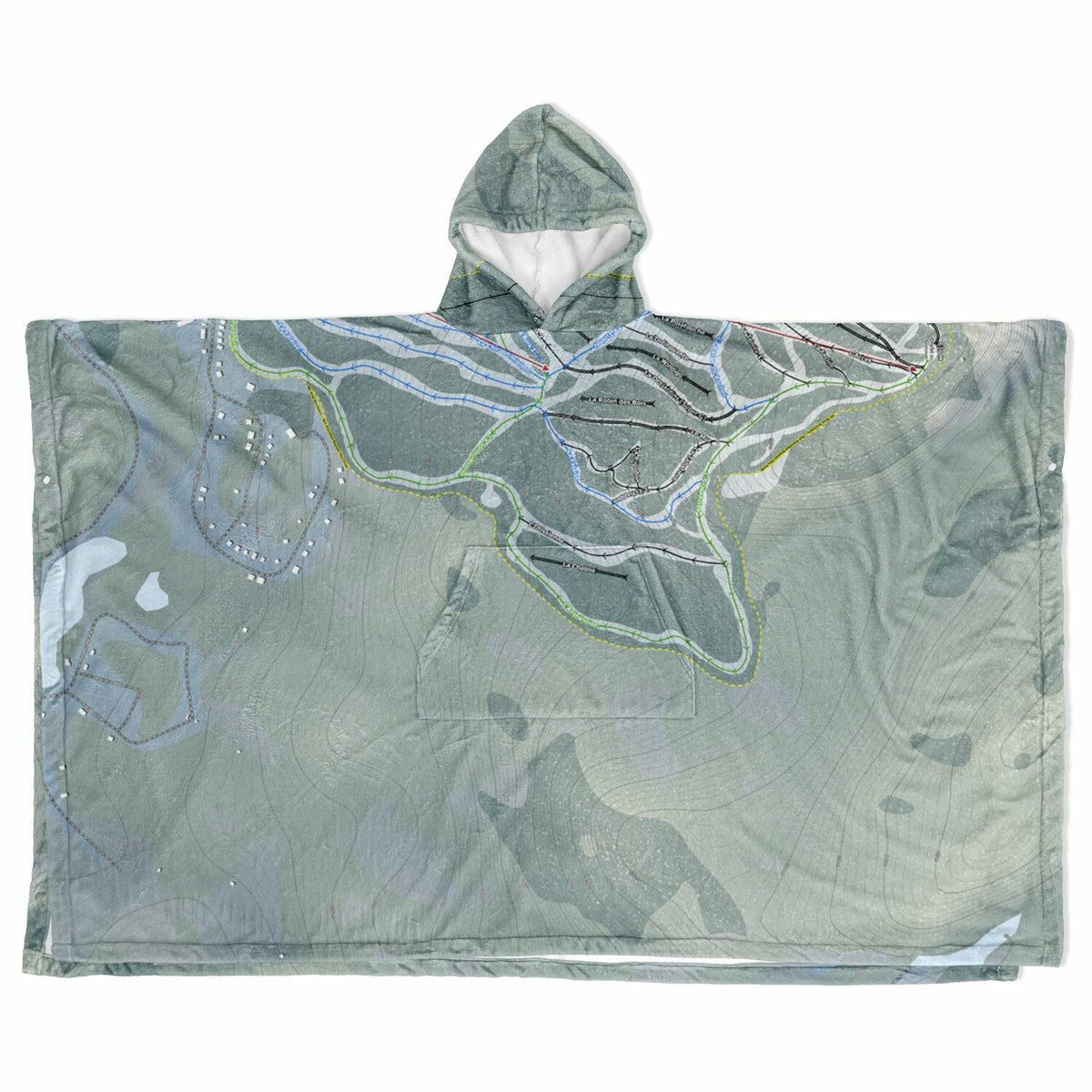 Mont Edouard, Quebec Ski Resort Map Flannel Blanket Poncho