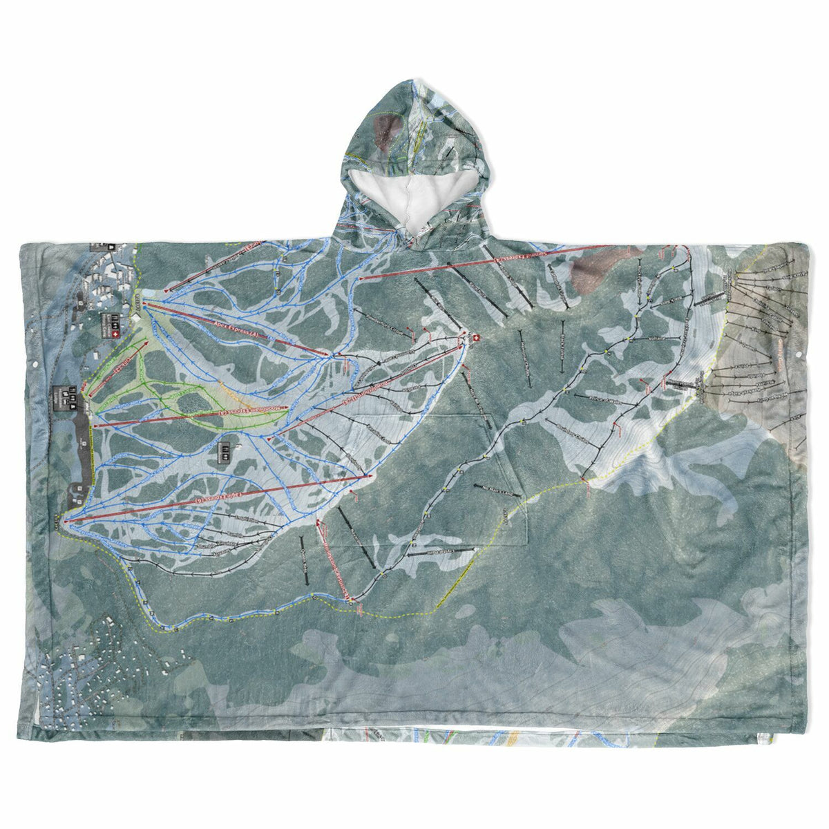 Solitude, Utah Ski Resort Map Flannel Blanket Poncho