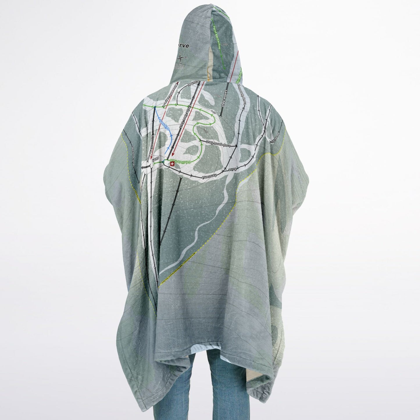 La Reserve, Quebec Ski Resort Map Flannel Blanket Poncho