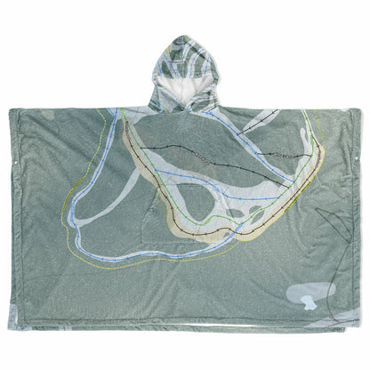 Phoenix Mountain, British Columbia Ski Resort Map Flannel Blanket Poncho