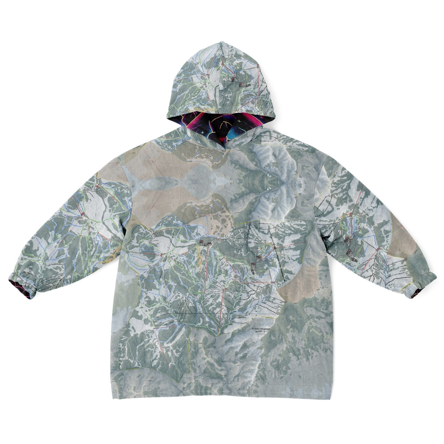 Powder Mountain, Utah Ski Resort Map Youth Reversible Snug Hoodie