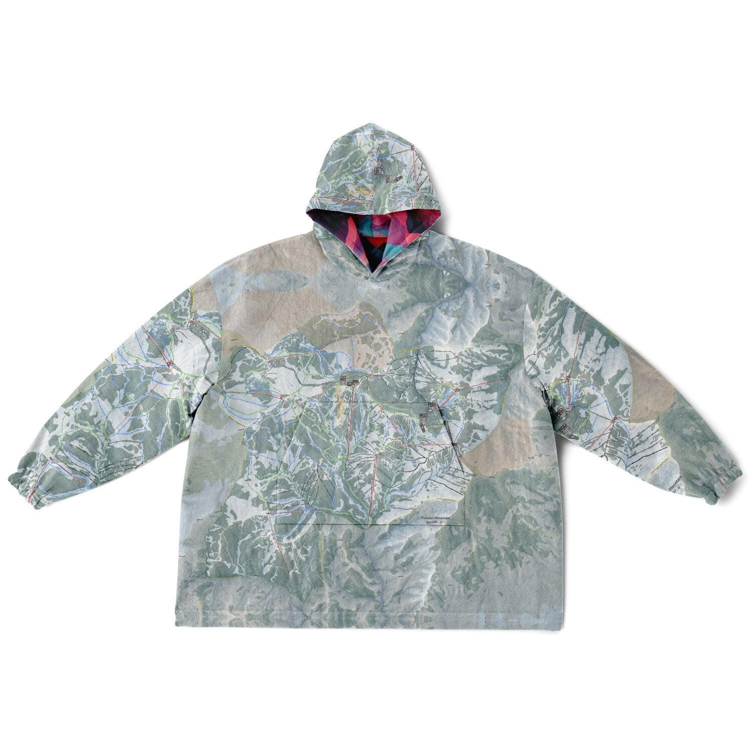 Powder Mountain, Utah Ski Resort Map Reversible Snug Hoodie