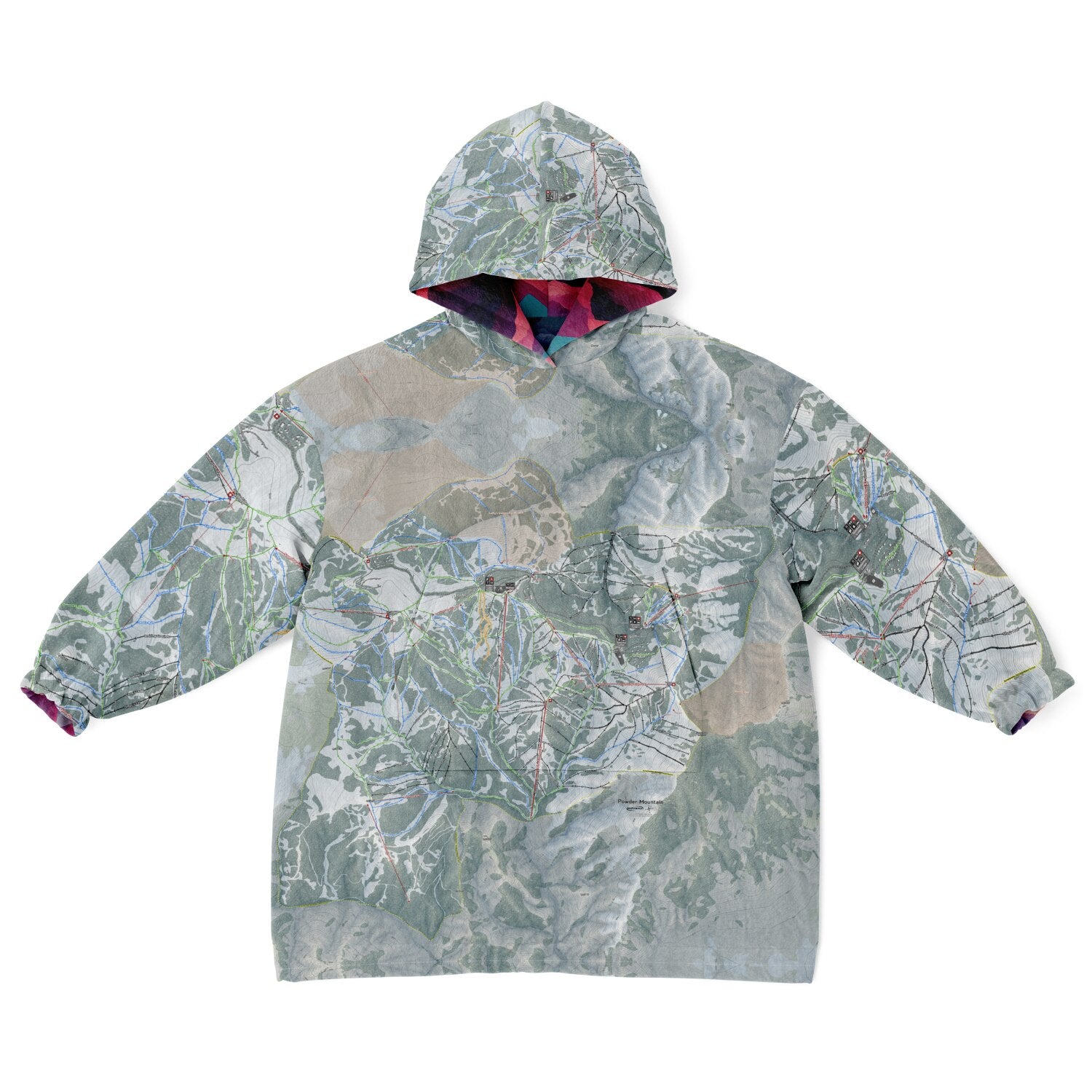 Powder Mountain, Utah Ski Resort Map Youth Reversible Snug Hoodie